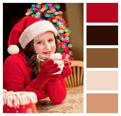 Hot Chocolate Christmas Santa Woman Image